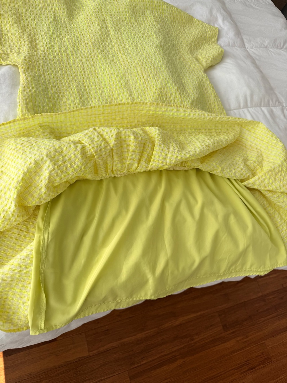 Corey Lynn Calter Yellow Textured Drop-Waist Dress - Picture 5 of 11